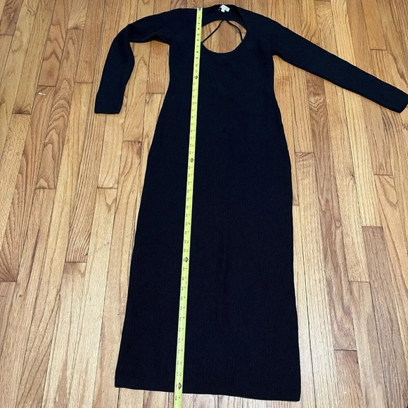 The Sei Black Textured Knit Strappy‎ Open Back Long Sleeve Midi Dress Size Small - Picture 5 of 10